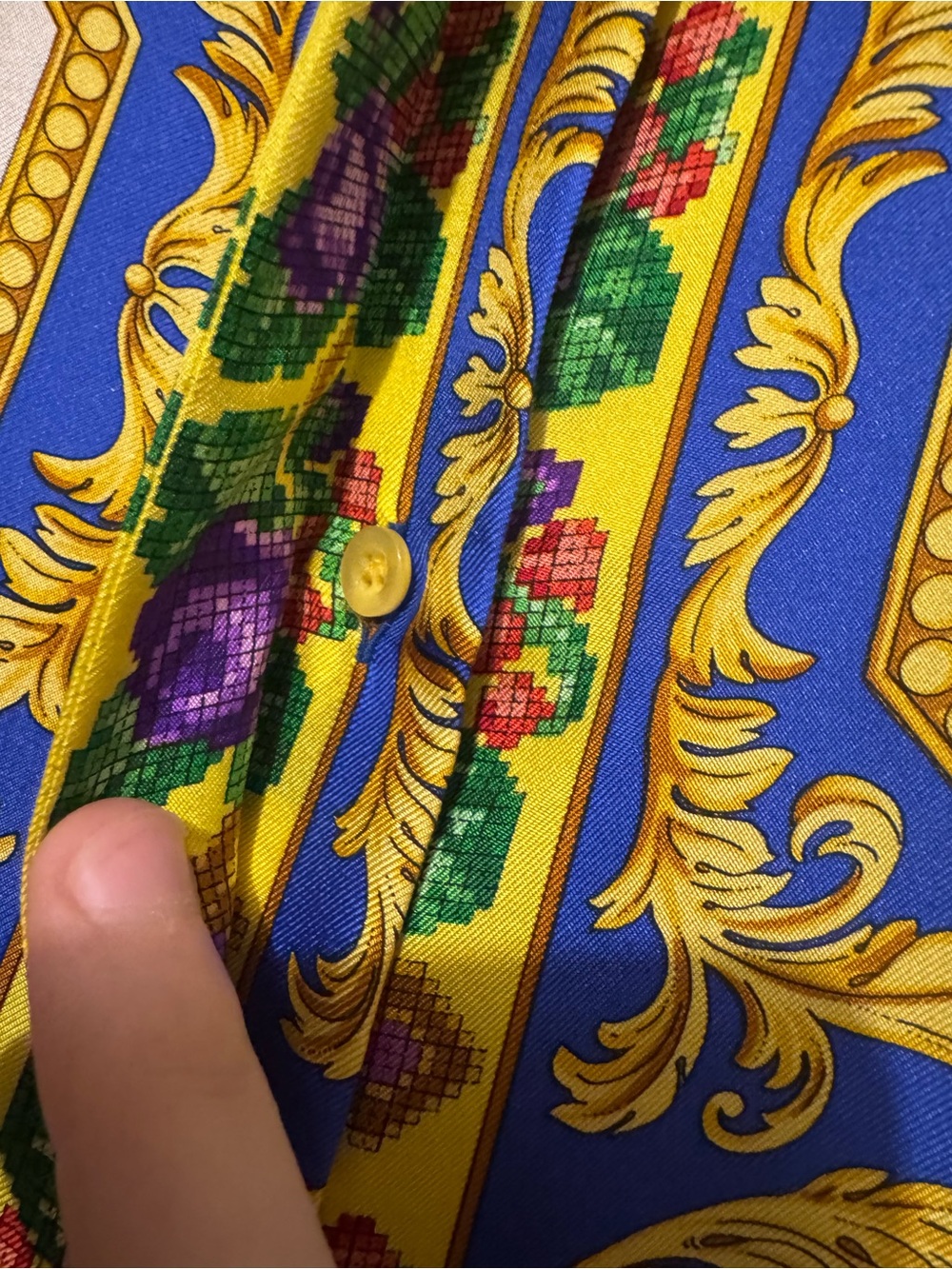 RARE Vintage Gianni Versace Atelier Silk Men's Shirt - Blue & Gold - Picture 4 of 9